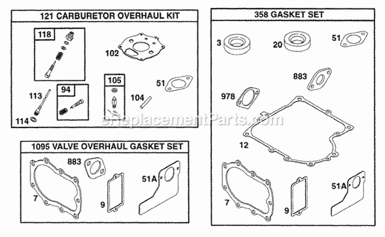 Gasket Sets Diagram and Parts List for 194412-0112-99  Briggs and Stratton Engine